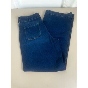 Maeve Anthropologie JeanS Women 32 TALL Colette High Rise Wide Leg Dark Denim
